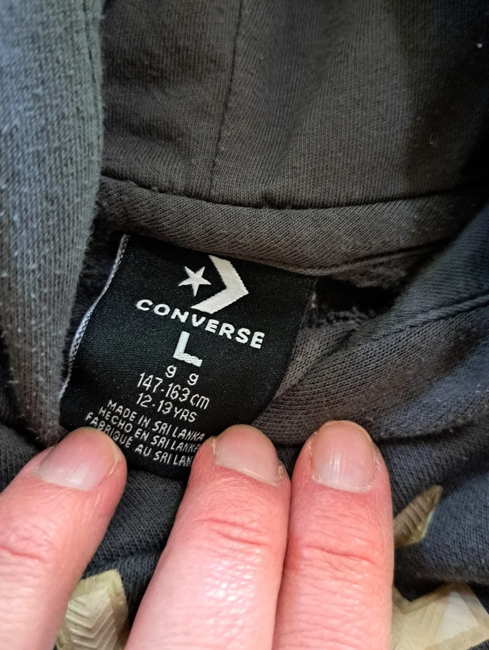 Converse Black Hoodie with White Star Logo Youth LARGE